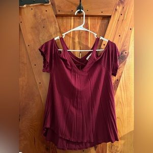 Threads Studio Criss Cross Open Shoulder Shirt